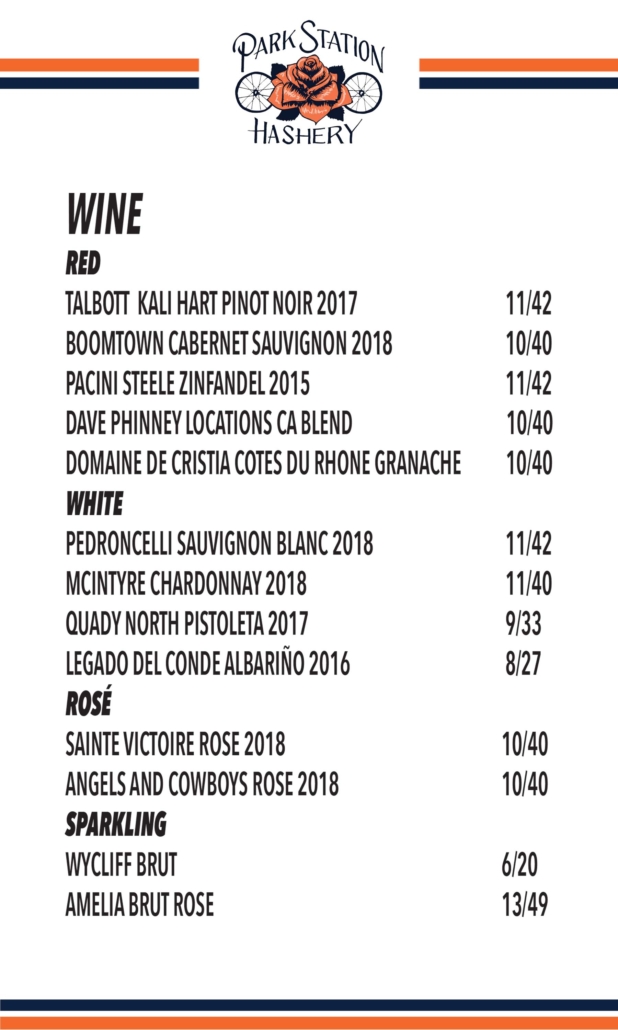 PSH Wine Menu PSH Wine Menu